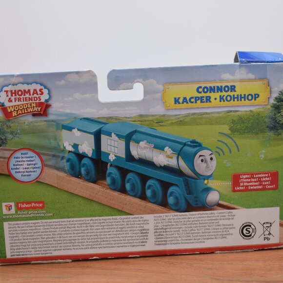 Roll & Whistle Connor & Tender Fisher Price Thomas Friends Wooden Railway Train - Picture 11 of 11